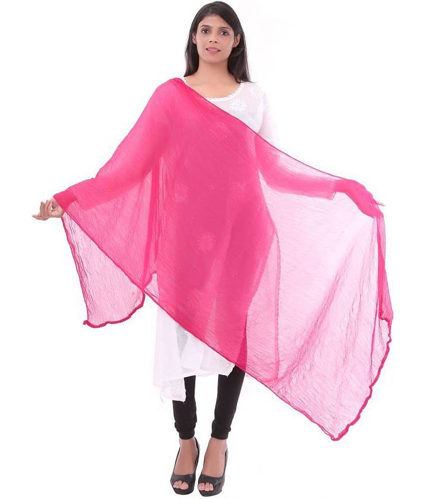 Apratim Pink Chiffon Self Dupatta