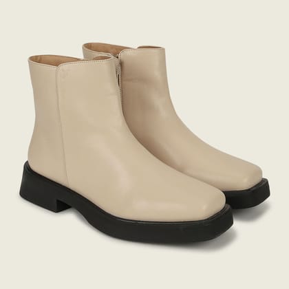 High Ankle Boots-Beige / 4