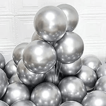 Wanna Party Silver Latex Balloons 10" - Pack of 50 PC