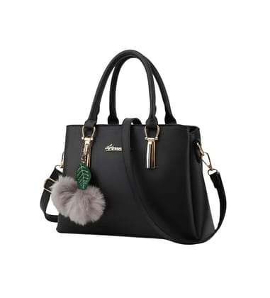 DARSHANS Women's PU Leather Solid Shoulder Zipper Handbag (Black)-PID65122 DARSHANS Women's PU Leather Solid Shoulder Zipper Handbag (Black)-PID65122