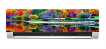 DreamKraft Beautiful Colorful Tree with River eadge AC Sticker (Multicolor PVC Vinyl, 30cm X 91cm)