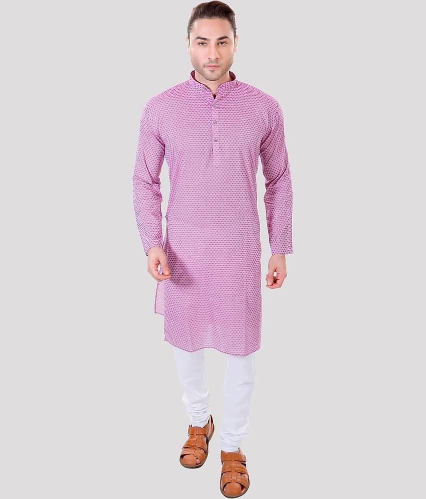 Maharaja - Purple Cotton Regular Fit Men's Kurta Pyjama Set ( Pack of 1 )