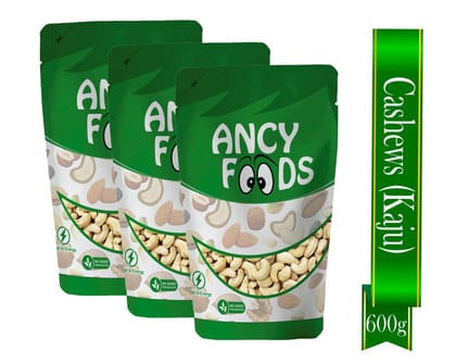 Ancy Kaju (Cashew) 600 Grams (200 Grams X 3) for All Ages | High in Protein and Boosts Energy and Build Immunity | Healthy Nutritious Cashew Nut | Delicious Vegan & Crunchy Kaju Nut for Cooki