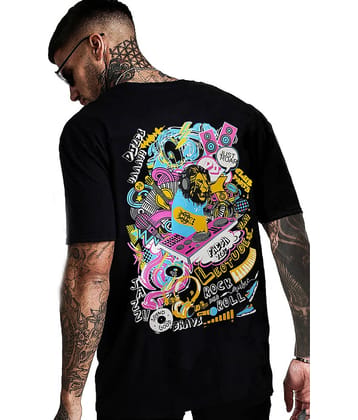 Leotude Pack of 1 Cotton Blend Oversized Fit Men's T-Shirt ( Black )