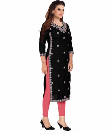 Kapadia - Black Rayon Women's Straight Kurti ( Pack of 1 )