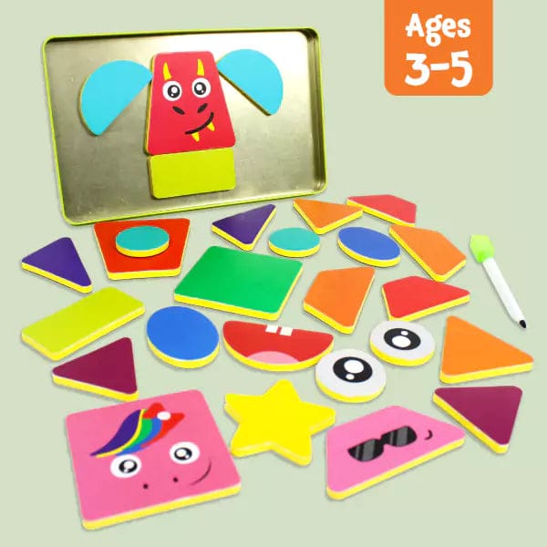Magnetic Shapes Puzzles For kids 3-5 years | 80+ Pattern Book & 27 Shapes