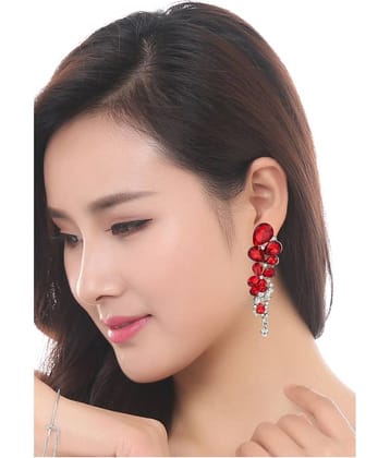 YouBella Fashion Gold-Plated Silver Plated Stylish Crystal Fancy Party Wear Earrings Jewellery for Women (Red)