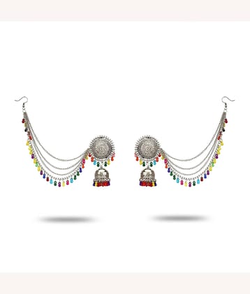 YouBella Multicolour Oxidized Silver Plated Afghani Kashmiri Tribal Jhumka Earrings for Women