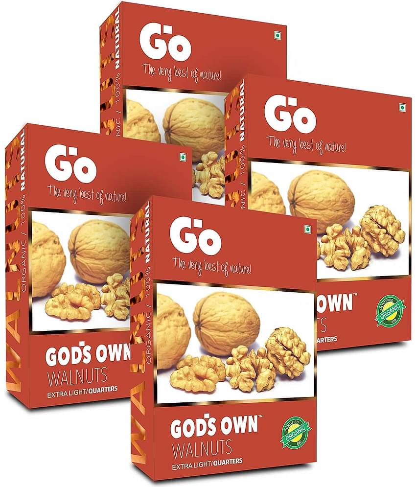 GO Organic Extra Light Quarters Walnuts Without Shell, 1Kg (250gm X 4)