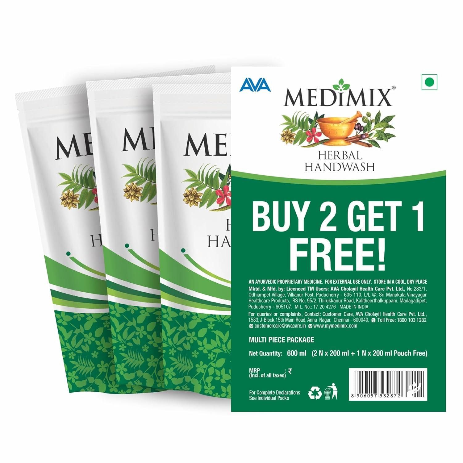 MEDIMIX HERBAL HAND WASH 200 ML X 3 NOS