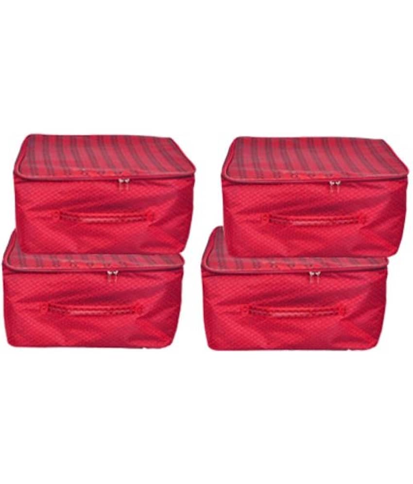 Nylon Wardrobe Bag Underbed Moisture Proof Cloth Storage Organiser with Zippered Closure & Handle SET OF 04