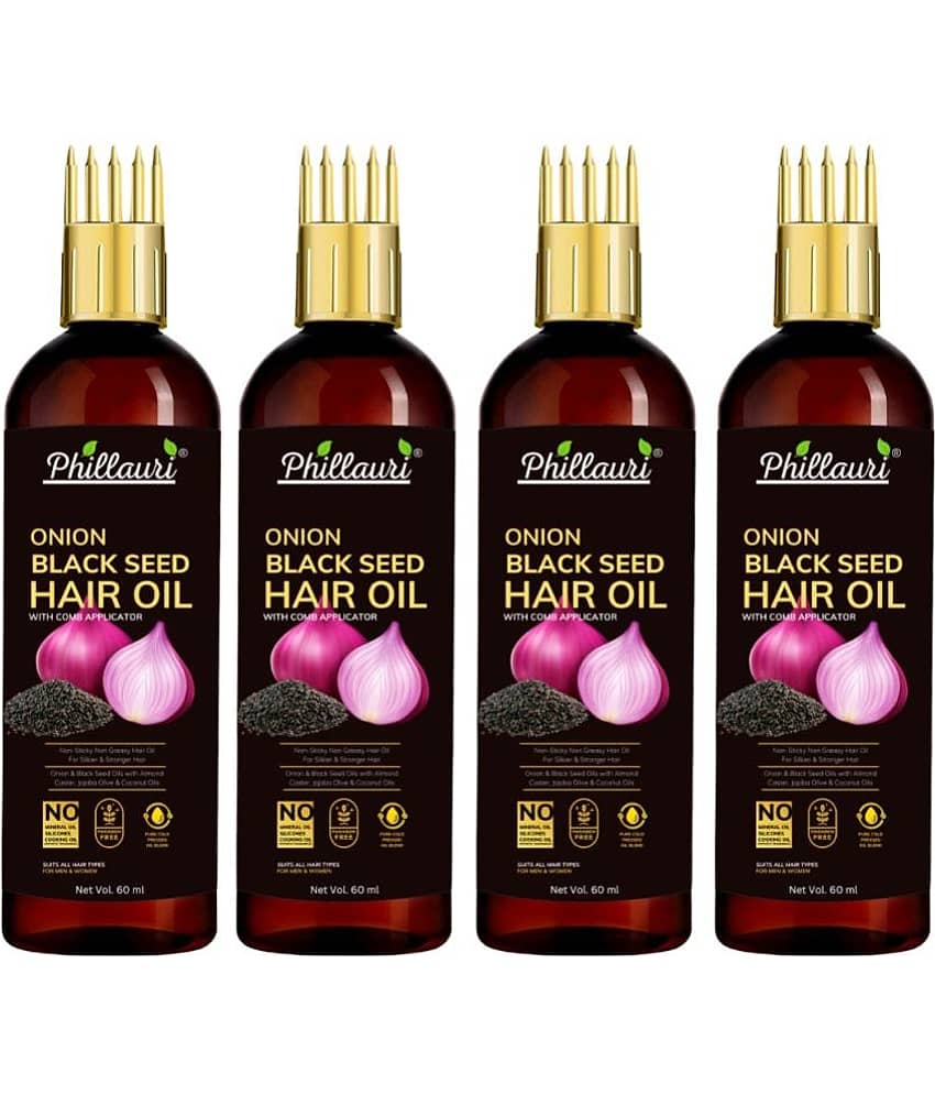 Phillauri Black seed Onion Oil for Hair Regrowth Hair Oil for Men and Women Hair Oil (60 ml) Pack of 5