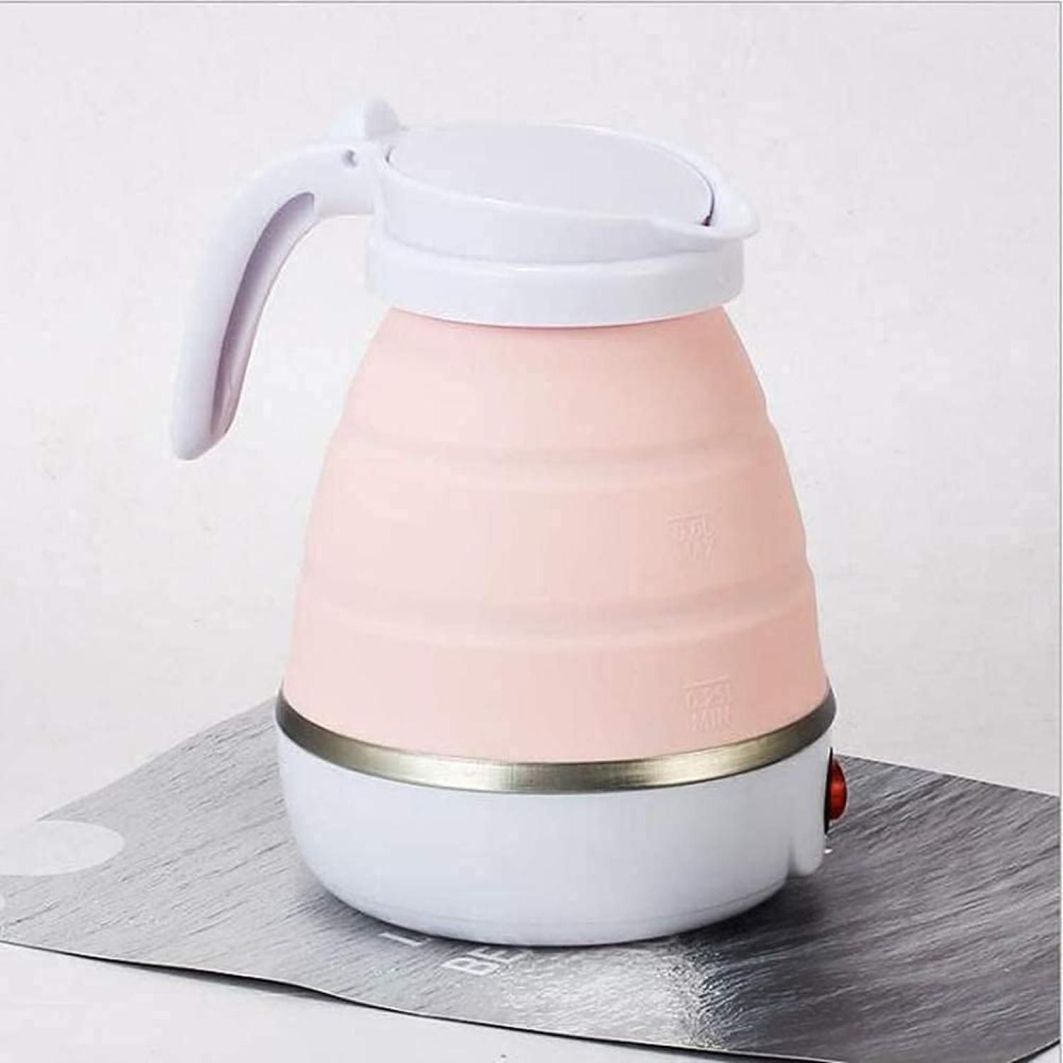 Travel Folding Electric Kettle, Fast Boiling, Portable Electric Kettle, 600ml Boil Dry Protection, 100-240V Food Grade Silicone Foldable Kettle (Multicolor), 600 watts