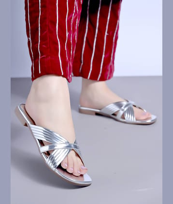 Stylestry Silver Women's Flats