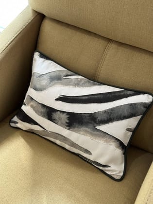 KRI India Bloom Forest Green leaves Pearl Cushion Covers | White with green leaves  | 12x18 inches  | Wash & Care | 100% Cotton | Handcrafted in India. 100% organic & natural.