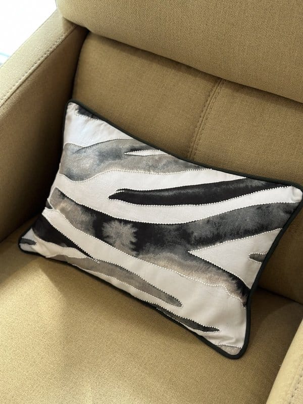 KRI India Bloom Forest Green leaves Pearl Cushion Covers | White with green leaves  | 12x18 inches  | Wash & Care | 100% Cotton | Handcrafted in India. 100% organic & natural.