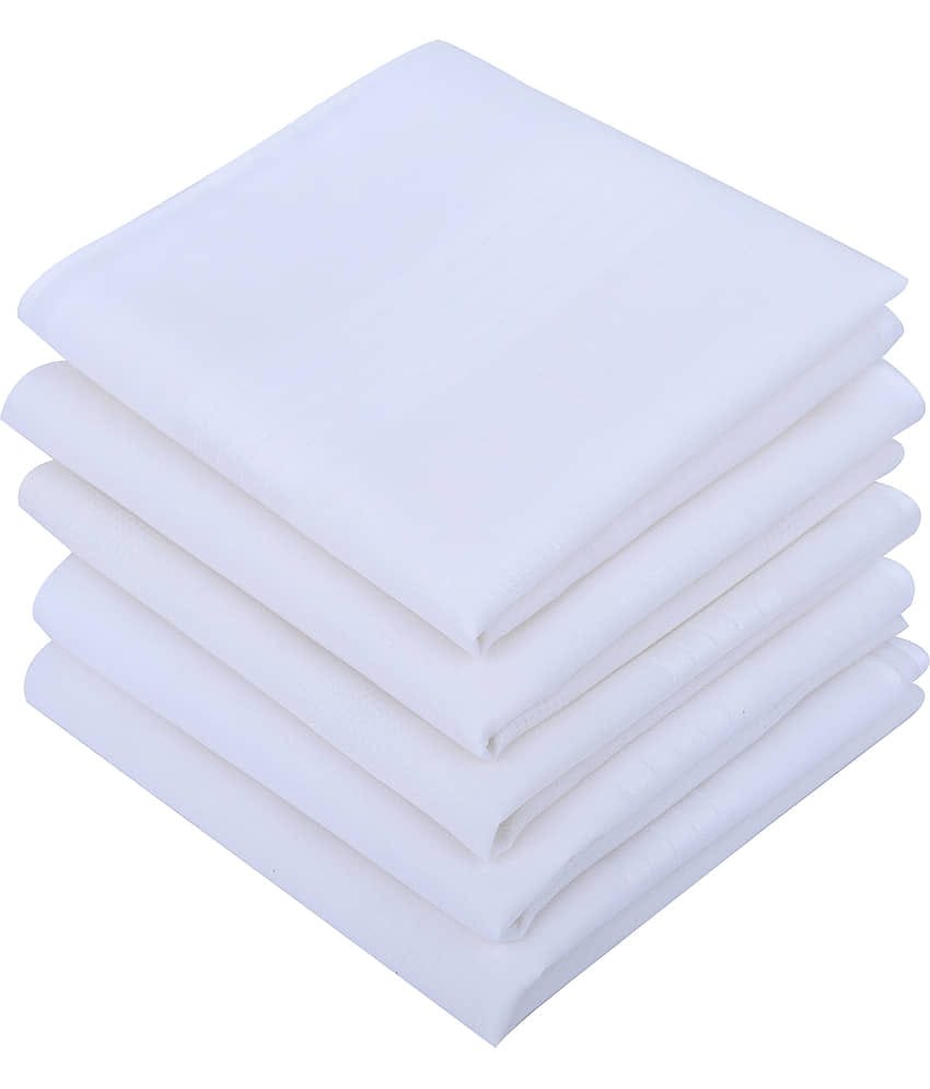 Dollar - White Cotton Men's Handkerchief ( Pack of 5 )