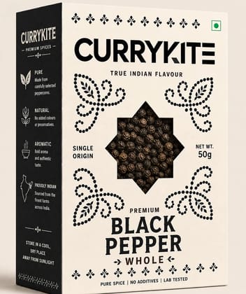 CurryKite Premium Black Pepper (Whole Kali Mirch) 50g CurryKite Premium Black Pepper (Whole Kali Mirch) 50g