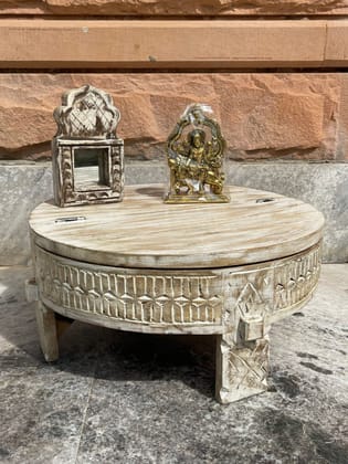 Wooden Beautiful Carved Central Coffee Table, Handicraft Home Decors Chakki Table, Bedroom Decors Nightstand Table