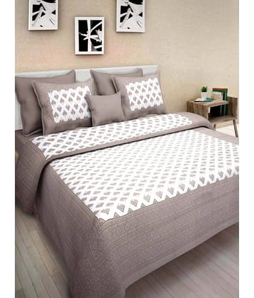 Uniqchoice Cotton 1 Double Bedsheet with 2 Pillow Covers ( Beige )