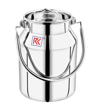 RK Stainless Steel Akhand Jointless Milk Can/Oil Can with Lid Capacity | Multipurpose Barni for Milk, Oil, Ghee Storage Silver Finish RK Stainless Steel Akhand Jointless Milk Can/Oil Can with Lid Capacity | Multipurpose Barni for Milk, Oil, Ghee Storage Silver Finish