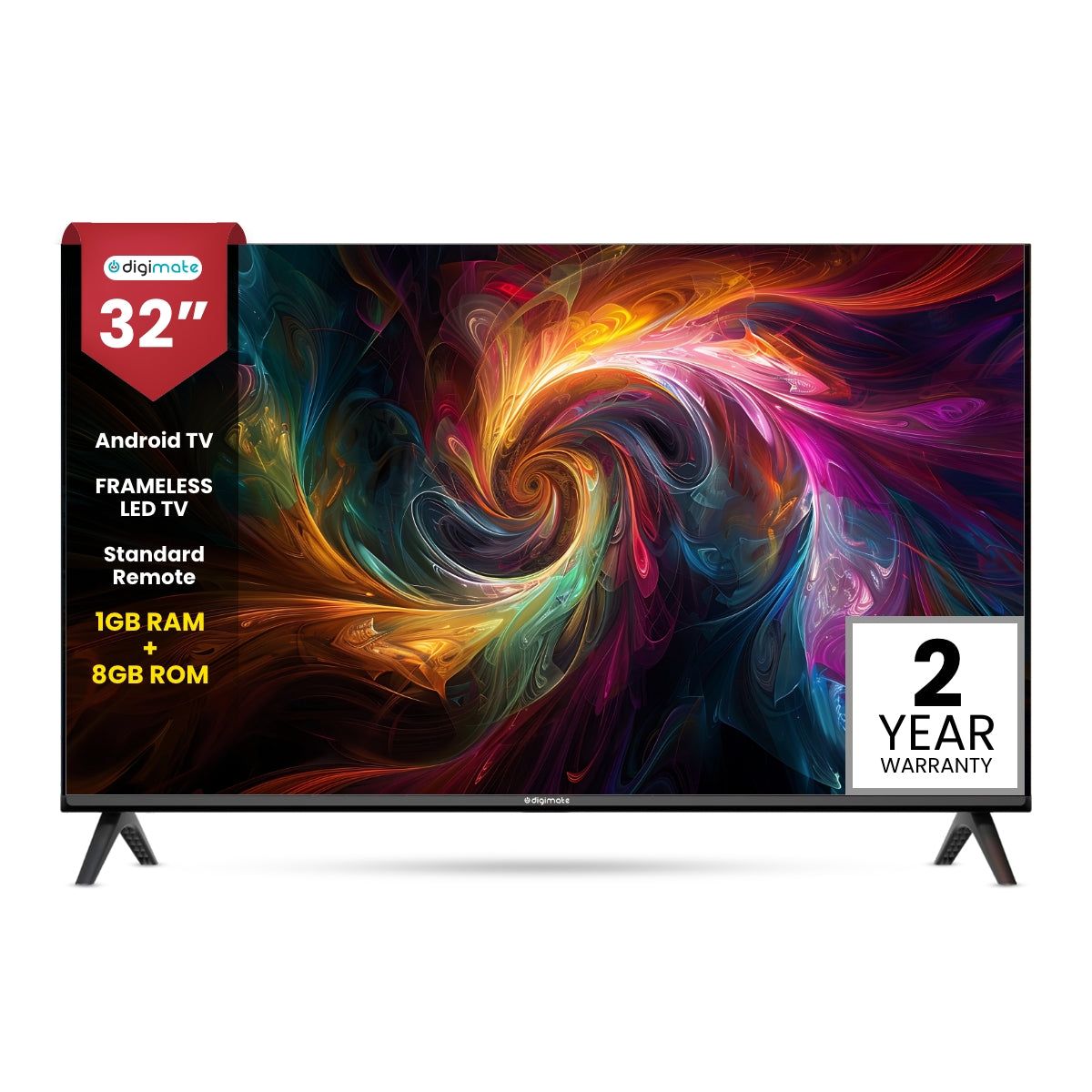 Digimate 32 inches HD Ready Android TV 2025 Edition with Dolby Audio (DG-LED-3201-01, Black) 2 Year Warranty