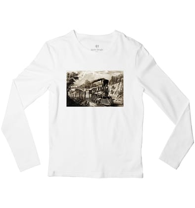Steam Engine Full Sleeve T-shirt-46 - XXL / White
