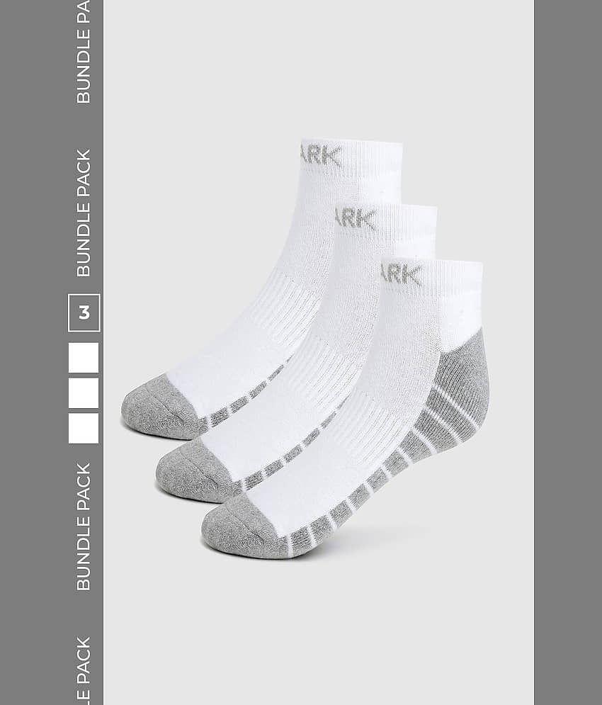 Fuaark Pack of 3 Men's Cotton Blend Mid Length Socks ( White )