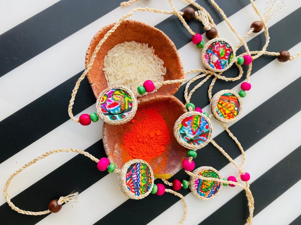 Classy Cream n Gold Rakhi - 1 piece - Ethnic Wear | Buy online on ZillyBuy