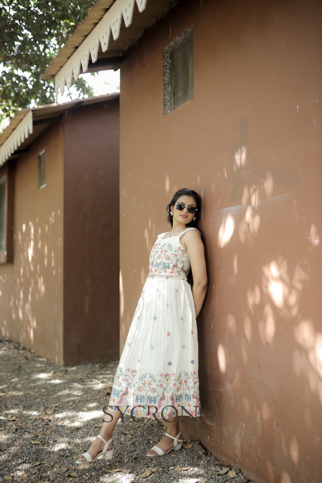 Magestic Embroidery Work On Pure Khadi Cotton Fabric maxi Frock-Off White / S-36