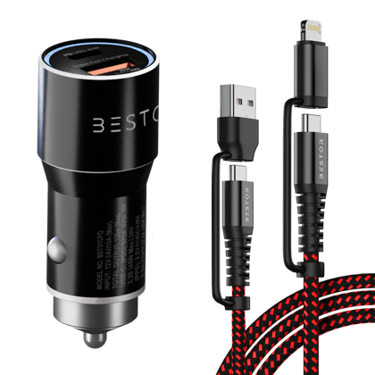 Car Adapter 125W with 4 in 1 Type C Cable