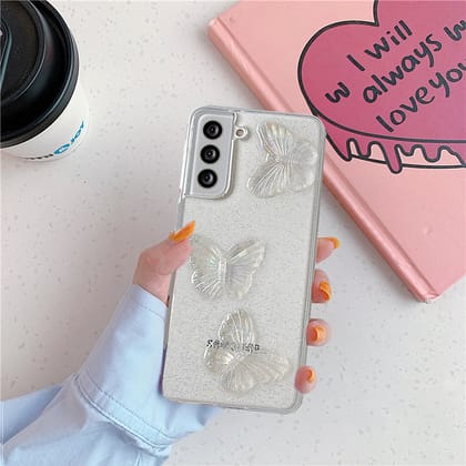 Cute 3D Butterflies Transparent Cover-Samsung Galaxy S23 Plus