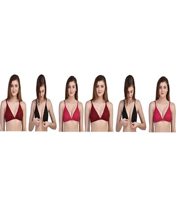Desiprime Pack of 6 Poly Cotton Non Padded Women's Front Closure ( Multi Color )