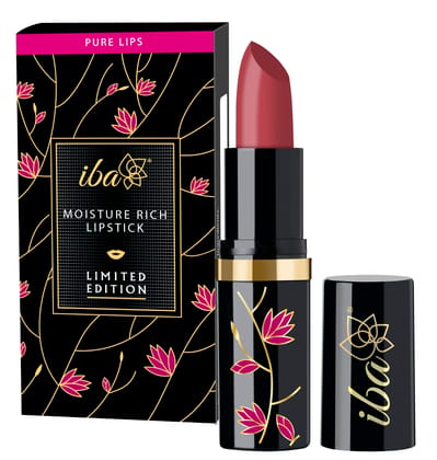 Iba Pure Lips Moisture Rich Limited Edition Lipstick for Women - E03 Sweet Heart, 4g | High Glossy, Creamy Finish & Smooth Texture| Hydrated Lips | Enriched with Vitamin E, Coconut Oil & Shea Butter | Intense Colour & Highly Pigmented | Lip Makeup Iba Pu