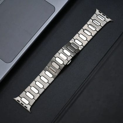 Luxury Titanium Patek Philip Straps By iSerieshub Compatible for Apple Watch-Titanium Silver