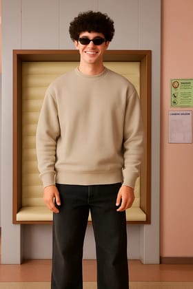 Almond Beige - Fleece Sweatshirt-S