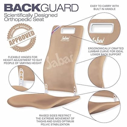 Sabar Orthopaedic Lumbar Back Support Add-on for Office Chair & Car Seat BACKGUARD 3090 XC | Adjustable Backrest with Pelvic Stabilization (Maroon)