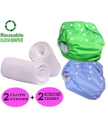 CHILD CHIC Reusable Baby Infant Cotton Cloth Washable Diaper Nappies(2 DIAPERS WITH 2 FIVE LAYER MICROFIBER INSERTS)