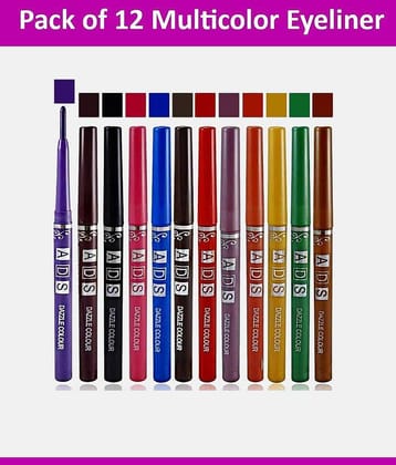 A.D.S Pencil Eyeliner Multicolored Pack of 12