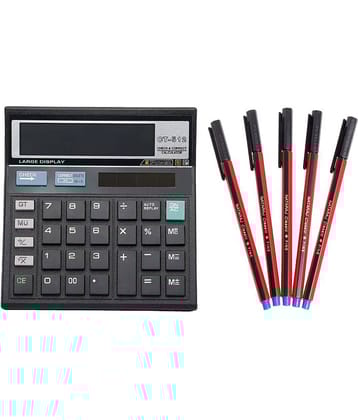 Villy 12 Digit Large Display 112 Steps Check & Correct Electronic Calculator + 5 Pen Free