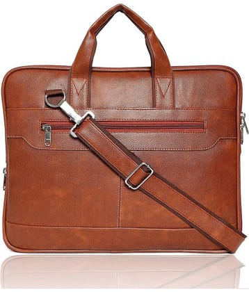 Apnav - Tan Synthetic Leather Office Bag