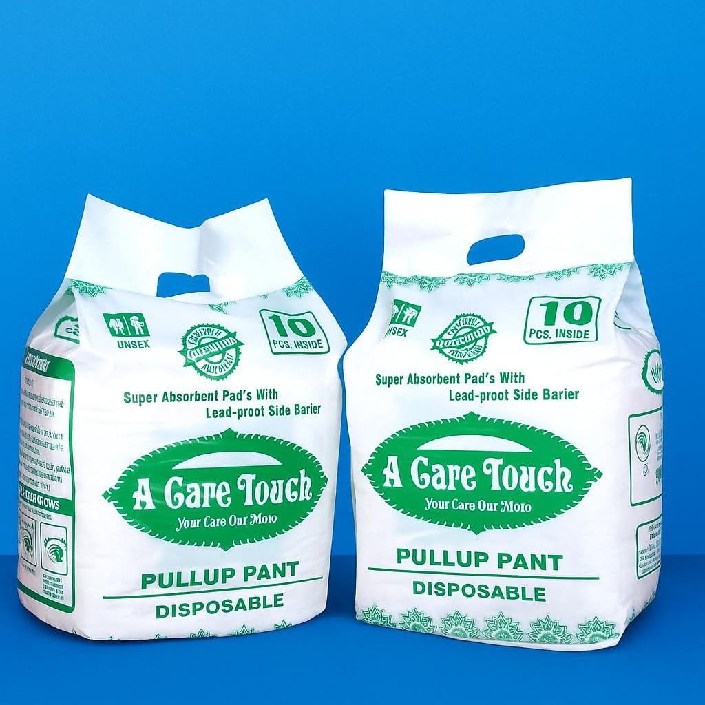 A Care Touch Adult Diapers for Men & Women ?Super Absorbent, Leak proof Incontinence Briefs, Soft & Comfortable, M-L Size, 2-Pack,10 piece in one pack, Ideal for Overnight Protection, Skin-Friendly