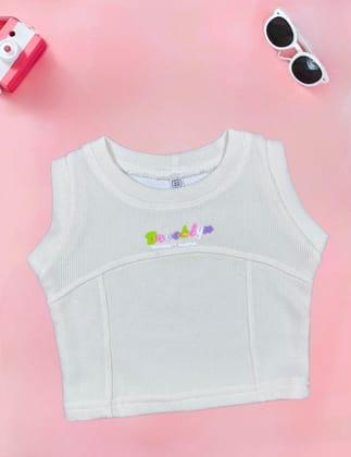 Girls Summer Tank Top [GT-602] [1-12Years]-1-2Y (Size - 18) / White / Imported