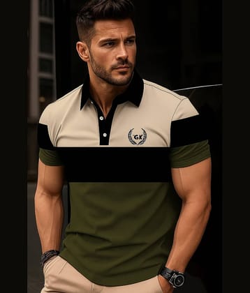 GARIMA KNITWEAR Men Cotton Blend Regular Fit Colorblock Polo T Shirt ( Multicolor )