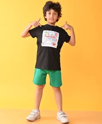 LONDON BLACK GREEN STRIPED STRIPED SHORTS SET -BLACK/GREEN-4-5 YEARS / 2N / GREY