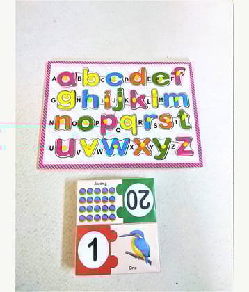 Peters Pence WOODEN ENGLISH ALPHABET PUZZLE Board and NUMBER PUZZLE CARDS FOR KIDS PRE PRIMARY EDUCATION