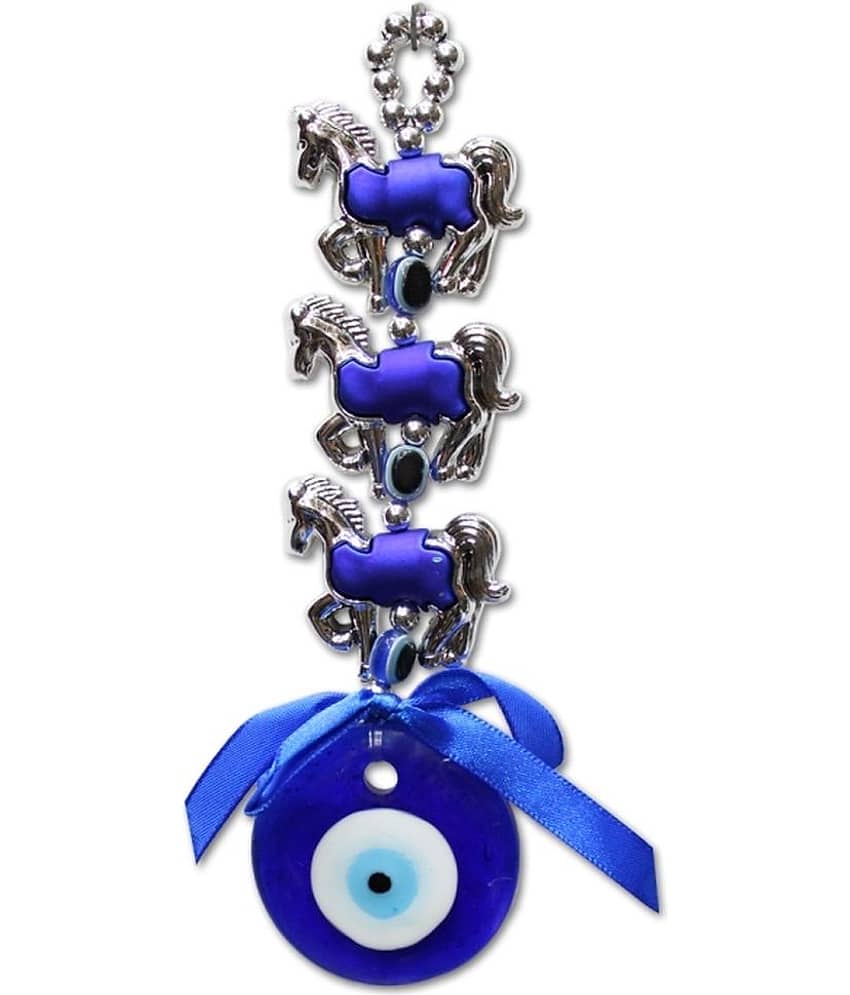 PAYSTORE Feng Shui 3 Horse Evil Eye Along With Old Tradition 5 Nazar Battu Car And Door Hanging