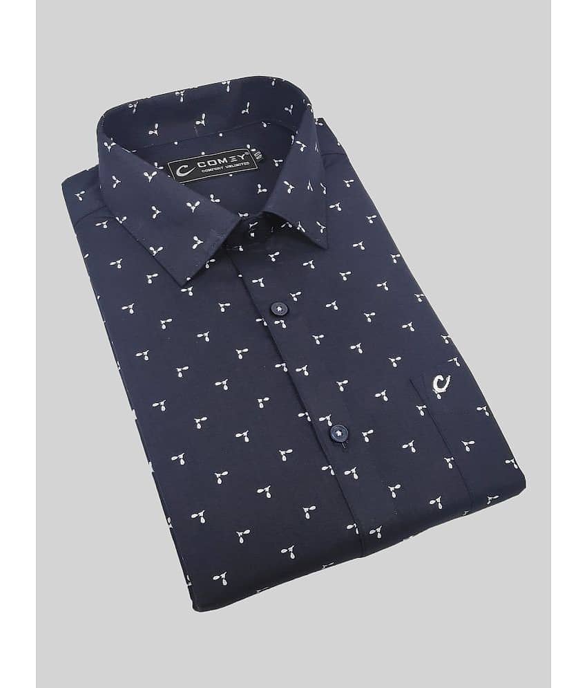 Comey 100% Cotton Regular Fit Printed Full Sleeves Men's Casual Shirt - Blue ( Pack of 1 )