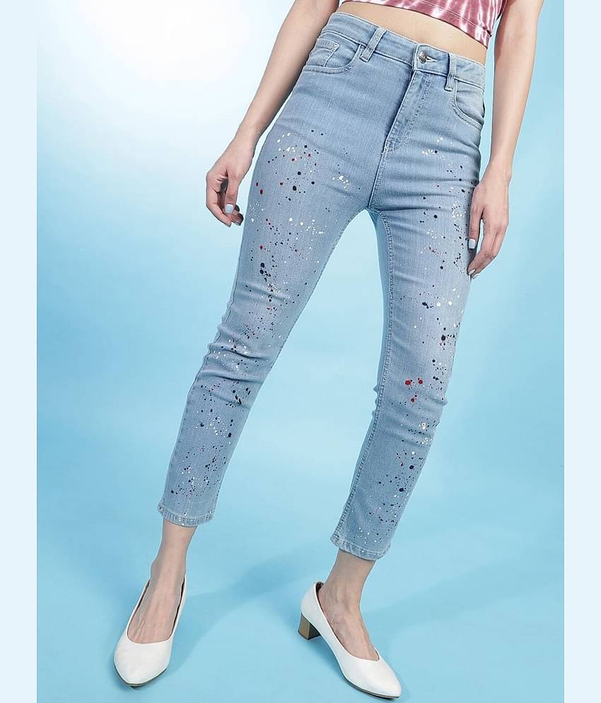 Freehand - Light Blue Cotton Blend Straight Fit Women's Jeans ( Pack of 1 )