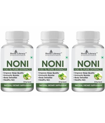 Herbs Library Noni Capsule For Boost Immunity & Blood Sugar, 60 Capsules Each (Pack of 3)
